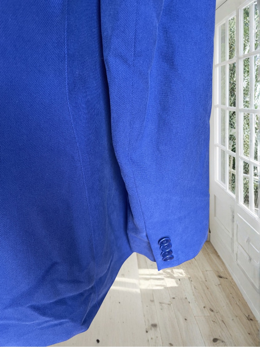 Vintage LAUREN RALPH LAUREN Women's Royal Blue Cotton Silk Blazer Jacket 10 - Picture 7 of 15